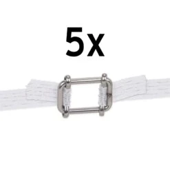 5x Weidezaunband "CLASSIC" 200m, 10mm, 4x0,16 Niro, Weiß (inkl. 5 Verbinder & Warnschild) -Optimal Ranchzaun Geschäft 43470.5 weidezaunband sparpack mit breitbandverbindern