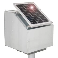 VOSS.farming 12W Solar Anti-Diebstahlkasten, Weidezaun, Inkl. Aufstellpfahl