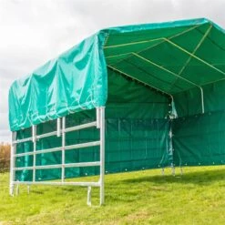 VOSS.farming Weidepanel-Zelt Mit Dachplane Und Kompletter Seitenplane, 3,6mx4m -Optimal Ranchzaun Geschäft 43990 voss farming panelzelt weideunterstand fuer pferde ponys