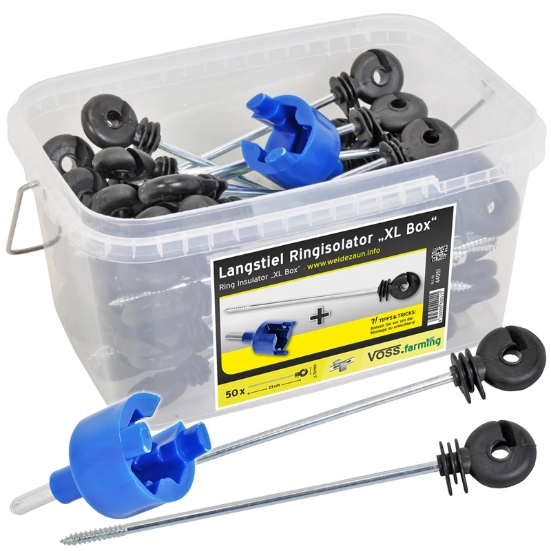 50x VOSS.farming "XL Box" Langstiel-Ringisolator, Abstandsisolatoren + Einschrauber + Box 3 50x VOSS.farming "XL Box" Langstiel-Ringisolator, Abstandsisolatoren + Einschrauber + Box