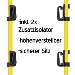10x Fiberglaspfähle, 155cm, Oval, Extra Lange Spitze 12 10x Fiberglaspfähle, 155cm, Oval, Extra Lange Spitze -Optimal Ranchzaun Geschäft 44105 Fiberglaspfahl mit zwei verstellbaren Isolatoren VOSS.farming