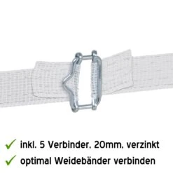 5x VOSS.farming Weidezaunband 200 M, 20 Mm, 5x0,16 Niro, Weiß (inkl. 5 Verbinder & Warnschild) 26 5x VOSS.farming Weidezaunband 200 M, 20 Mm, 5x0,16 Niro, Weiß (inkl. 5 Verbinder & Warnschild) -Optimal Ranchzaun Geschäft 44140.5 Weideband Elektroband 20mm mit Bandverbinder VOSS.farming