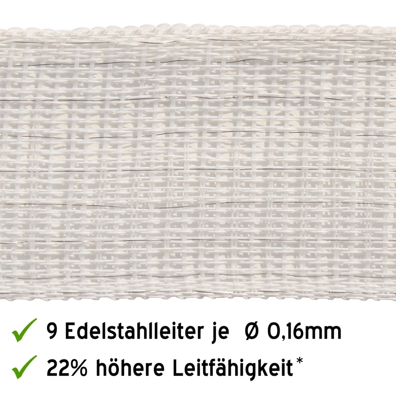 5x VOSS.farming Weidezaunband 200 M, 40 Mm, 9x0,16 Niro, Weiß (inkl. 5 Verbinder & Warnschild) 10 5x VOSS.farming Weidezaunband 200 M, 40 Mm, 9x0,16 Niro, Weiß (inkl. 5 Verbinder & Warnschild) – Bild 8