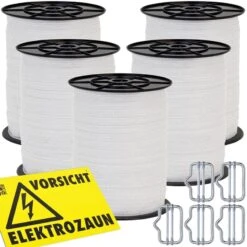 5x VOSS.farming Weidezaunband 200 M, 40 Mm, 9x0,16 Niro, Weiß (inkl. 5 Verbinder & Warnschild) 15 5x VOSS.farming Weidezaunband 200 M, 40 Mm, 9x0,16 Niro, Weiß (inkl. 5 Verbinder & Warnschild) -Optimal Ranchzaun Geschäft 44150.5 Aktionspaket Weidezaunband Verbinder Warnschild VOSS.farming