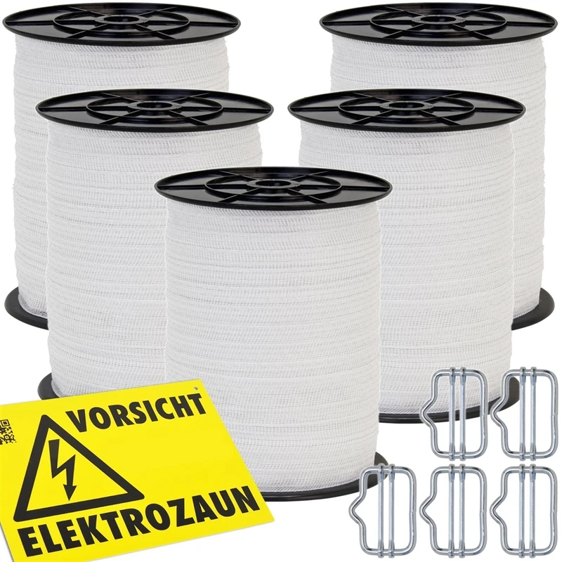5x VOSS.farming Weidezaunband 200 M, 40 Mm, 9x0,16 Niro, Weiß (inkl. 5 Verbinder & Warnschild) 7 5x VOSS.farming Weidezaunband 200 M, 40 Mm, 9x0,16 Niro, Weiß (inkl. 5 Verbinder & Warnschild) – Bild 5