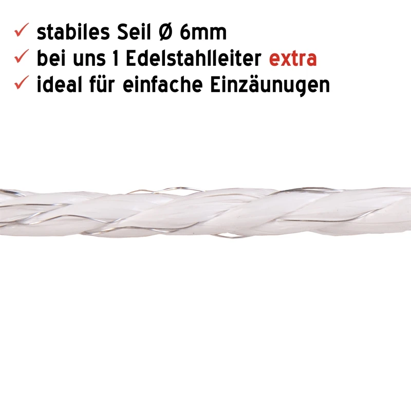 5x Weidezaunseil 200 M, 6 Mm, 7x0,20 Niro, Inkl. 5 Verbinder & Warnschild 7 5x Weidezaunseil 200 M, 6 Mm, 7x0,20 Niro, Inkl. 5 Verbinder & Warnschild – Bild 5