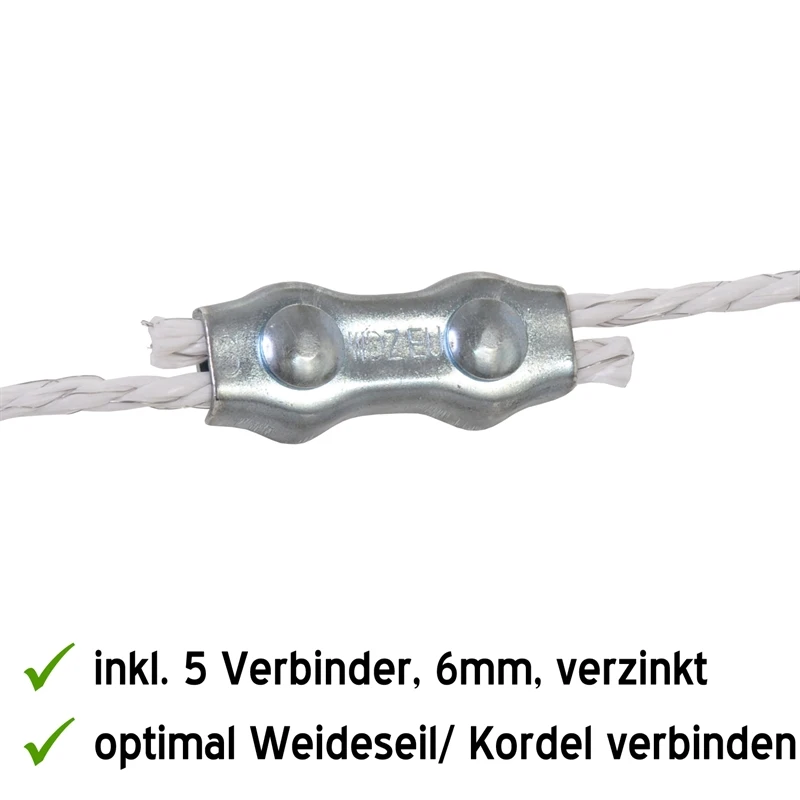 5x Weidezaunseil 200 M, 6 Mm, 7x0,20 Niro, Inkl. 5 Verbinder & Warnschild 8 5x Weidezaunseil 200 M, 6 Mm, 7x0,20 Niro, Inkl. 5 Verbinder & Warnschild – Bild 6