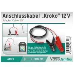 VOSS.farming Stromversorgungs-Set (9 V, 12 V, 230 V) -Optimal Ranchzaun Geschäft 44173 Akku Anschlusskabel Krokodilklemmen 12V von VOSS.farming