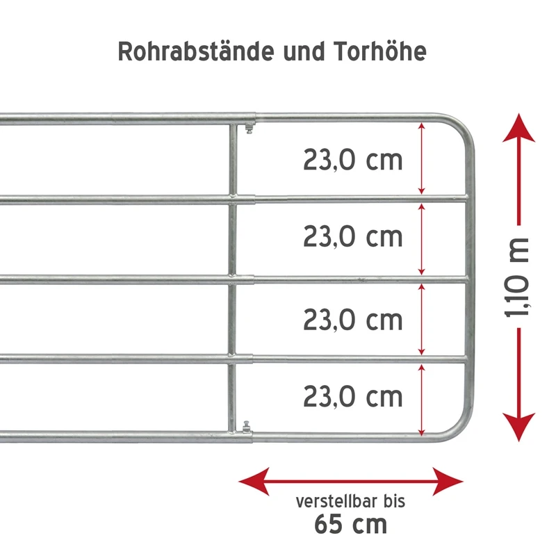 VOSS.farming Weidetor Weidezauntor Verzinkt, Verstellbar 105 - 170 Cm, 110 Cm Hoch 5 VOSS.farming Weidetor Weidezauntor Verzinkt, Verstellbar 105 - 170 Cm, 110 Cm Hoch – Bild 3