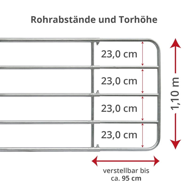 3x VOSS.farming Weidetor Weidezauntor, Verzinkt, Verstellbar 205 - 300 Cm, 110 Cm Hoch 6 3x VOSS.farming Weidetor Weidezauntor, Verzinkt, Verstellbar 205 - 300 Cm, 110 Cm Hoch – Bild 4