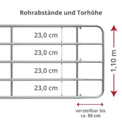 VOSS.farming Weidetor Weidezauntor, Verzinkt, Verstellbar 305 - 400 Cm, 110 Cm Hoch -Optimal Ranchzaun Geschäft 44313 4 kerbl weidetore weidezauntore abmessungen