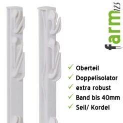 40x VOSS.farming "farm 125" Weidezaunpfähle 125 Cm, 9 Ösen, Weiß -Optimal Ranchzaun Geschäft 44458 Kunststoffpfaehle 125cm Weidezaunpfaehle farm125 VOSS.farming 1