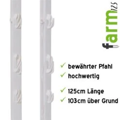 40x VOSS.farming "farm 125" Weidezaunpfähle 125 Cm, 9 Ösen, Weiß -Optimal Ranchzaun Geschäft 44458 Kunststoffpfahl fuer Ponypfahl Ziegenpfahl Rinderpfahl 125cm farm125 weiss VOSS.farming 1