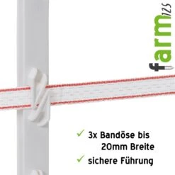 40x VOSS.farming "farm 125" Weidezaunpfähle 125 Cm, 9 Ösen, Weiß -Optimal Ranchzaun Geschäft 44458 Kunststoffpfahl mit Halterungen fuer Weidezaunband 20mm farm125 VOSS.farming 1