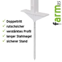 40x VOSS.farming "farm 125" Weidezaunpfähle 125 Cm, 9 Ösen, Weiß -Optimal Ranchzaun Geschäft 44458 Spitze Pfahlspitze Doppeltritt Kunststoffpfahl Weidepfaehle farm125 VOSS.farming 1