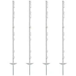 40x VOSS.farming "farm 125" Weidezaunpfähle 125 Cm, 9 Ösen, Weiß
