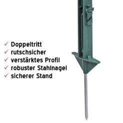 60x VOSS.farming Weidezaunpfähle, Kunststoff, 150 Cm, 14 Ösen, Grün -Optimal Ranchzaun Geschäft 44460.60 Weidepfahl Doppeltritt mit robuster Bodenspitze Elektrozaunpfahl VOSS.farming