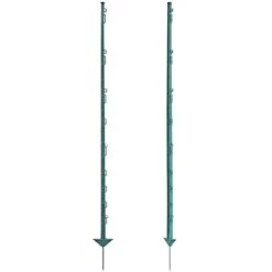 60x VOSS.farming Weidezaunpfähle, Kunststoff, 150 Cm, 14 Ösen, Grün -Optimal Ranchzaun Geschäft 44460.60 Weidezaunpfaehle Kunststoffpfaehle fuer die Pferdeeinzaeunung guenstig