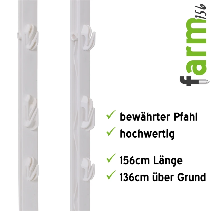 20x VOSS.farming "farm 156" Weidezaunpfähle 156 Cm, 11 Ösen, Weiß 9 20x VOSS.farming "farm 156" Weidezaunpfähle 156 Cm, 11 Ösen, Weiß – Bild 7