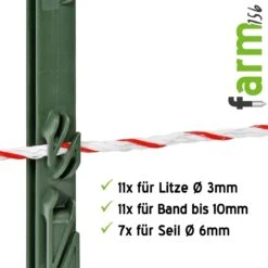 40x VOSS.farming "farm 156" Weidezaunpfähle 156 Cm, 11 Ösen, Grün 22 40x VOSS.farming "farm 156" Weidezaunpfähle 156 Cm, 11 Ösen, Grün -Optimal Ranchzaun Geschäft 44463 Kunststoffpfahl mit Halterungen fuer Eletrozaunseil Weidekordel farm156 VOSS.farming 1
