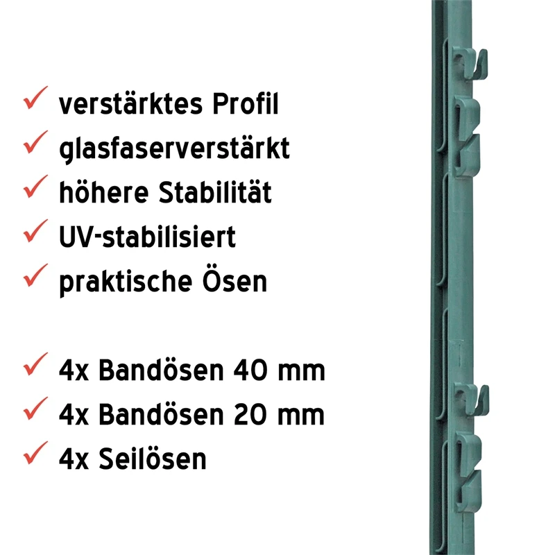20x VOSS.farming Weidepfähle, 157cm, Steigbügel, Glasfaserverstärkt, Grün 7 20x VOSS.farming Weidepfähle, 157cm, Steigbügel, Glasfaserverstärkt, Grün – Bild 5
