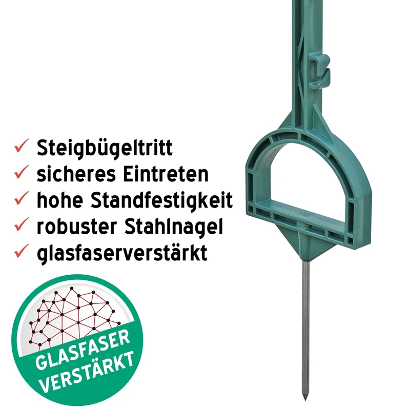 20x VOSS.farming Weidepfähle, 157cm, Steigbügel, Glasfaserverstärkt, Grün 5 20x VOSS.farming Weidepfähle, 157cm, Steigbügel, Glasfaserverstärkt, Grün – Bild 3