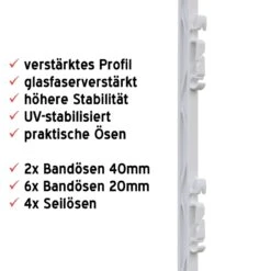 20x VOSS.farming Steigbügelpfähle 115cm, Weiss 11 20x VOSS.farming Steigbügelpfähle 115cm, Weiss -Optimal Ranchzaun Geschäft 44486 Steigbuegelpfaehle Weidezaunpfaehle glasfaserverstaerkt fuer den Weidezaun