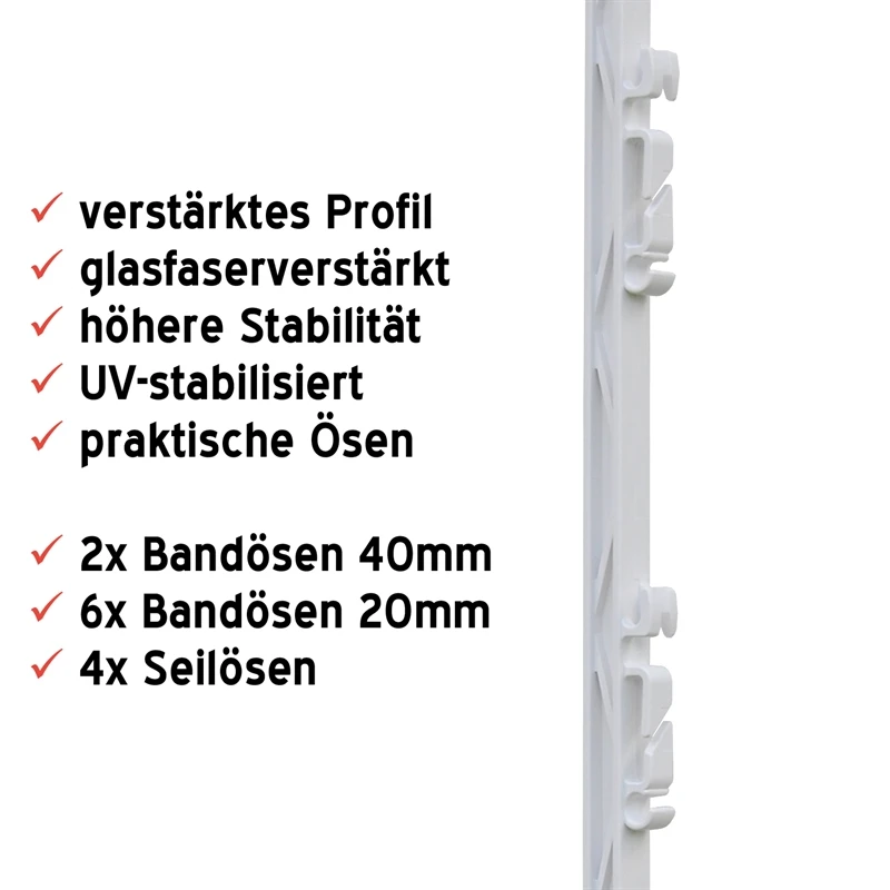 20x VOSS.farming Steigbügelpfähle 115cm, Weiss 7 20x VOSS.farming Steigbügelpfähle 115cm, Weiss – Bild 5