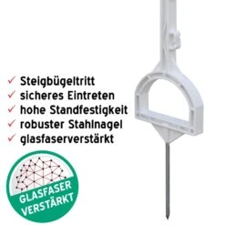 20x VOSS.farming Steigbügelpfähle 115cm, Weiss 9 20x VOSS.farming Steigbügelpfähle 115cm, Weiss -Optimal Ranchzaun Geschäft 44486 Steigbuegeltritt Steigbuegelfusstritt Rundtritt Weidezaunpfahl 115cm