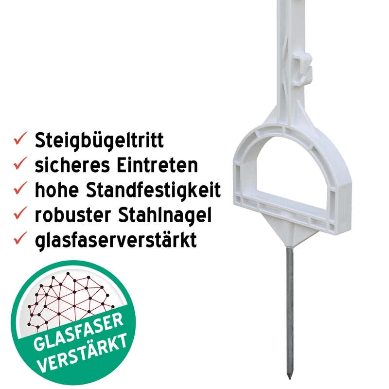 20x VOSS.farming Steigbügelpfähle 115cm, Weiss 5 20x VOSS.farming Steigbügelpfähle 115cm, Weiss – Bild 3