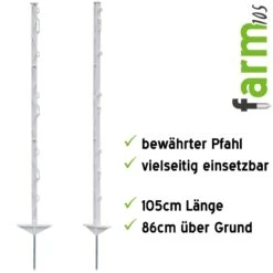 20x VOSS.farming "farm 105" Weidezaunpfähle 105 Cm, 8 Ösen, Weiß 10 20x VOSS.farming "farm 105" Weidezaunpfähle 105 Cm, 8 Ösen, Weiß -Optimal Ranchzaun Geschäft 44498 Weidezaunpfaehle Kunststoffpfaehle 105cm weiss