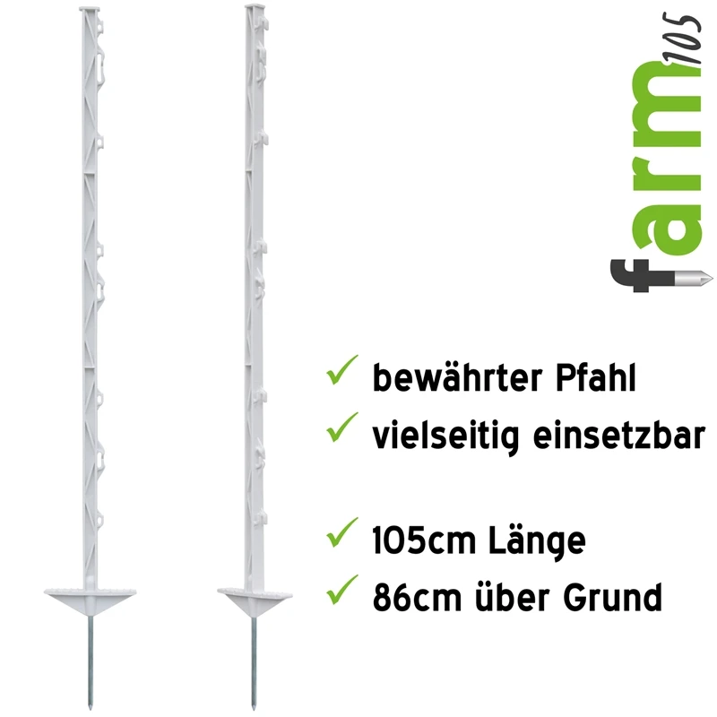 20x VOSS.farming "farm 105" Weidezaunpfähle 105 Cm, 8 Ösen, Weiß 5 20x VOSS.farming "farm 105" Weidezaunpfähle 105 Cm, 8 Ösen, Weiß – Bild 3