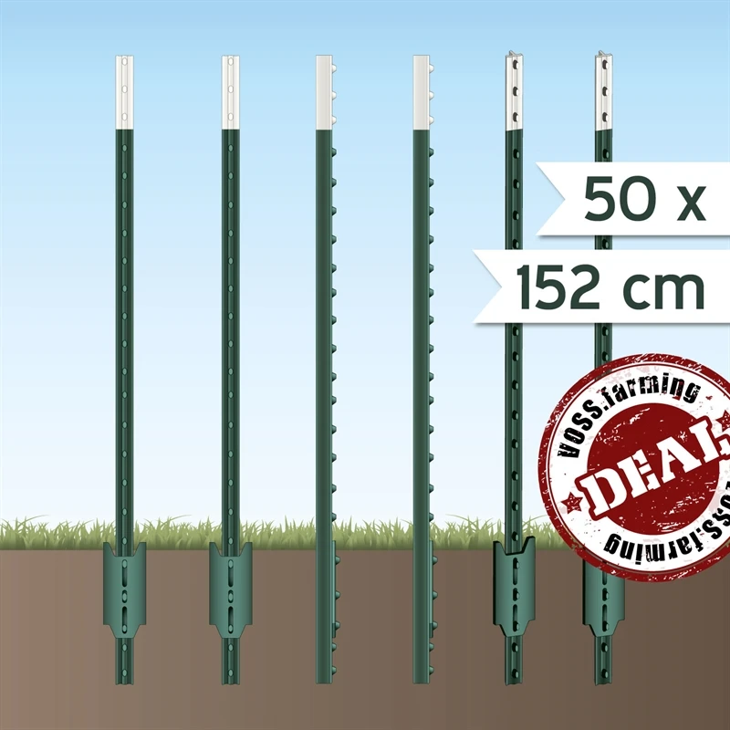50x VOSS.farming Metallpfahl T-Pfosten Festzaunsystem 152cm 4 50x VOSS.farming Metallpfahl T-Pfosten Festzaunsystem 152cm – Bild 2