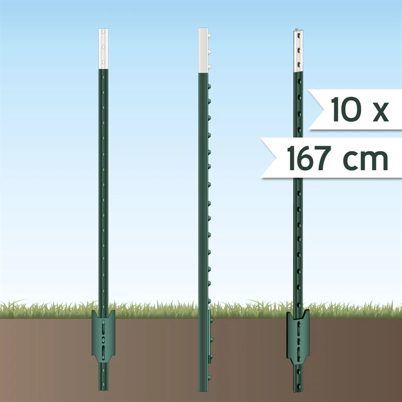 10x Metallpfahl T-Pfosten Festzaunsystem 167cm 4 10x Metallpfahl T-Pfosten Festzaunsystem 167cm – Bild 2