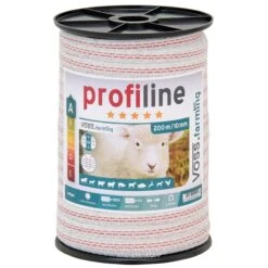 Weidezaun Band 200m, 10mm, 1x0,3 Kupfer + 3x0,2 Niro, Weiß-rot 3***