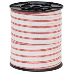 Weidezaun Band 200m, 20mm, 1x0,3 Kupfer + 5x0,2 Niro, Weiß-rot 3*** -Optimal Ranchzaun Geschäft 44565 Elektrobaender Weidezaunbaender profiline rot weiss VOSS.farming