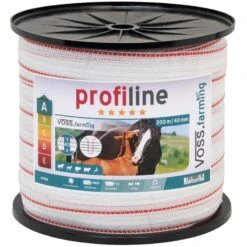 VOSS.farming Weidezaun Band 200m, 40mm, 1x0,3 Kupfer + 9x0,2 Niro, Weiß-rot 3***