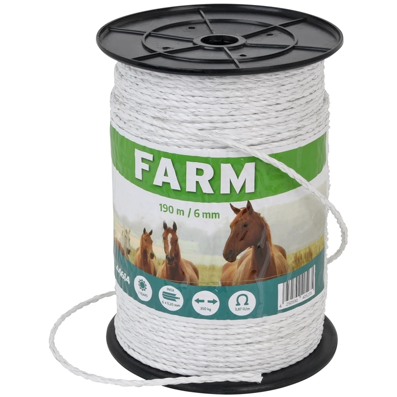 5x Weidezaun Seil 190m, 6mm, 6x 0,20 Niro, Weiß 5 5x Weidezaun Seil 190m, 6mm, 6x 0,20 Niro, Weiß – Bild 3