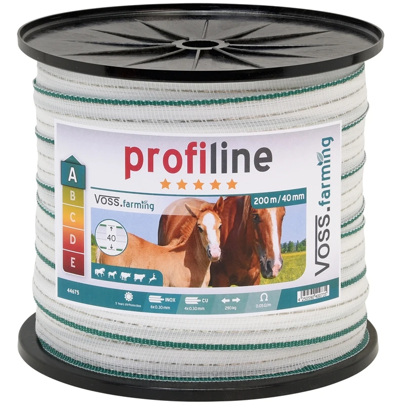 3x Weidezaun Band 200m, 40mm, 4x0,3 Kupfer + 6x0,3 Niro, Weiß-grün, Inkl. 5x Verbinder & Warnschild 5 3x Weidezaun Band 200m, 40mm, 4x0,3 Kupfer + 6x0,3 Niro, Weiß-grün, Inkl. 5x Verbinder & Warnschild – Bild 3