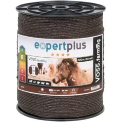 VOSS.farming Weidezaun Band 200m, 40mm, 10x0,30 FE-ZN-Leg, Braun 3***