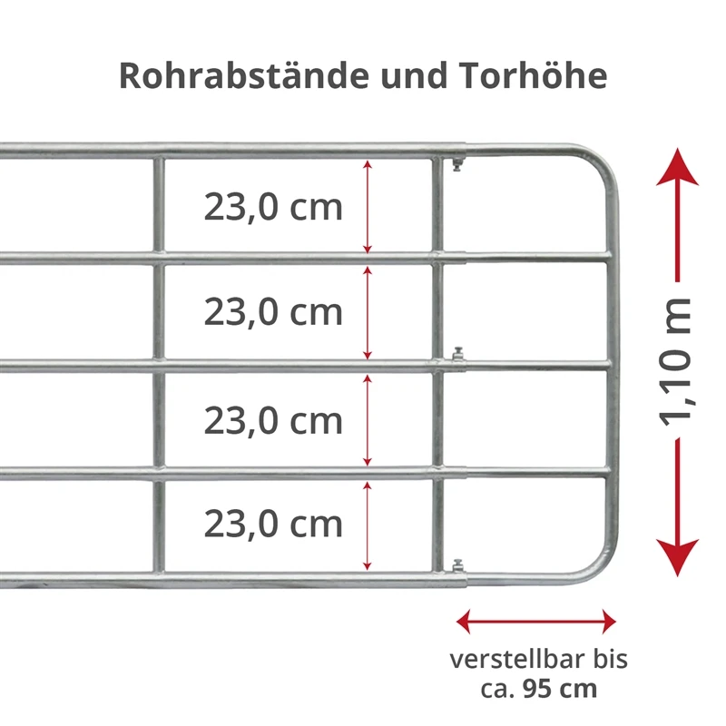 VOSS.farming Weidetor Weidezauntor, Verzinkt, Verstellbar 405 - 500 Cm, 110 Cm Hoch 5 VOSS.farming Weidetor Weidezauntor, Verzinkt, Verstellbar 405 - 500 Cm, 110 Cm Hoch – Bild 3