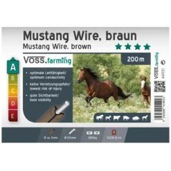 VOSS.farming MustangWire, Horse Wire, 200 M, Braun -Optimal Ranchzaun Geschäft 44951 Etikett MustangWire Mustang Wire Horsewire Horse Wire VOSS.farming