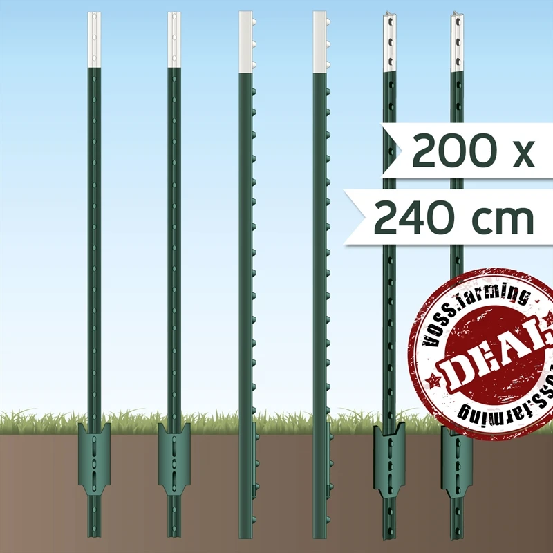 200x Metallpfahl T-Pfosten Festzaunsystem 240cm 4 200x Metallpfahl T-Pfosten Festzaunsystem 240cm – Bild 2