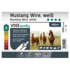 VOSS.farming MustangWire, Horsewire, 400m / Ø8mm, Weiß -Optimal Ranchzaun Geschäft 44956 voss farming mustangwire 400m festzaundraht fuer die pferdeeinzaeunung