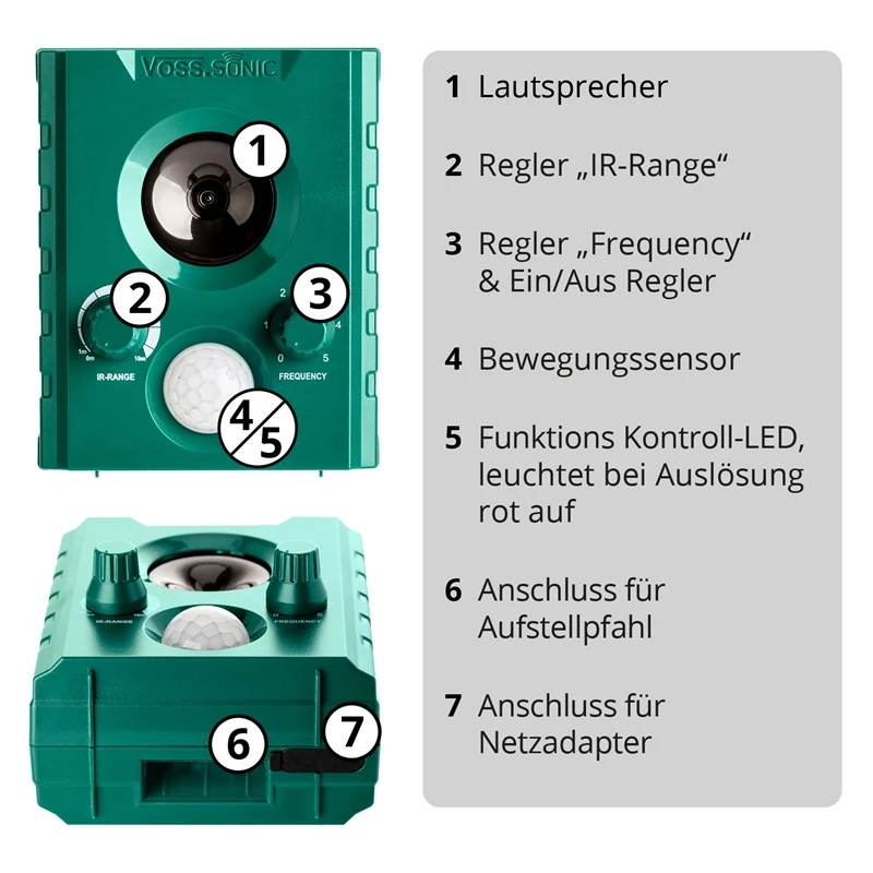 Doppelpack: 2x VOSS.sonic 1000 Ultraschall-Abwehr - Katzenschreck, Katzenabwehr, Hundeschreck - Eins 14 Doppelpack: 2x VOSS.sonic 1000 Ultraschall-Abwehr - Katzenschreck, Katzenabwehr, Hundeschreck - Eins – Bild 12
