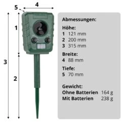 Doppelpack: 2x VOSS.sonic 1200 Ultraschall-Abwehr - Katzenschreck, Katzenabwehr, Hundeschreck -Optimal Ranchzaun Geschäft 45018 voss sonic ultraschallvertreiber technische daten