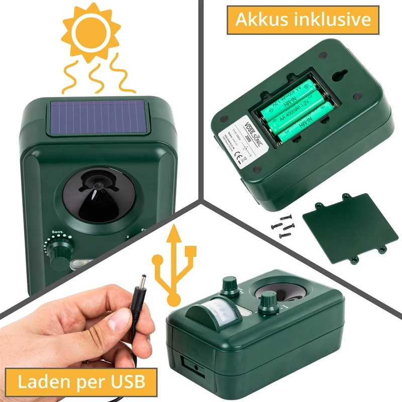 Doppelpack: VOSS.sonic 2000 Ultraschall Abwehr (Solar + Blitzlicht) - Katzenschreck, Hundeabwehr 8 Doppelpack: VOSS.sonic 2000 Ultraschall Abwehr (Solar + Blitzlicht) - Katzenschreck, Hundeabwehr – Bild 6