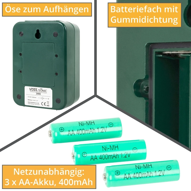 Doppelpack: VOSS.sonic 2000 Ultraschall Abwehr (Solar + Blitzlicht) - Katzenschreck, Hundeabwehr 9 Doppelpack: VOSS.sonic 2000 Ultraschall Abwehr (Solar + Blitzlicht) - Katzenschreck, Hundeabwehr – Bild 7
