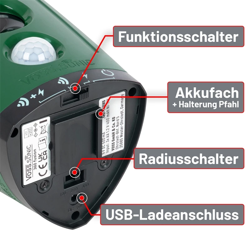 VOSS.sonic "360 Fusion" - 360° Ultraschall Tiervertreiber 7 VOSS.sonic "360 Fusion" - 360° Ultraschall Tiervertreiber – Bild 5