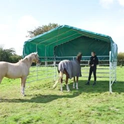 VOSS.farming Panel-Zelt - Weideunterstand - Weidezelt 3,6 M X 4 M 16 VOSS.farming Panel-Zelt - Weideunterstand - Weidezelt 3,6 M X 4 M -Optimal Ranchzaun Geschäft 45446 voss farming mobiles weidezelt unterstand fuer pferd pony